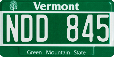 VT license plate NDD845