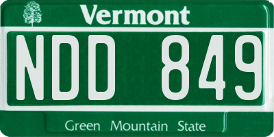 VT license plate NDD849