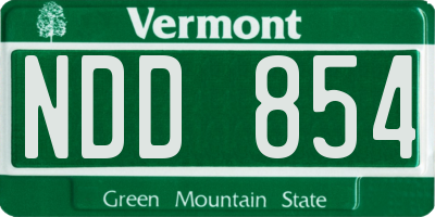 VT license plate NDD854