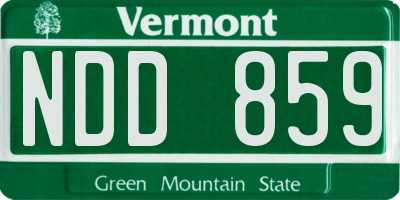 VT license plate NDD859