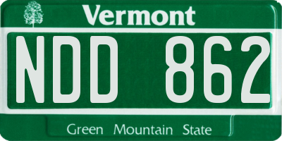 VT license plate NDD862