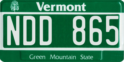 VT license plate NDD865
