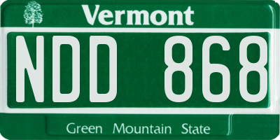 VT license plate NDD868