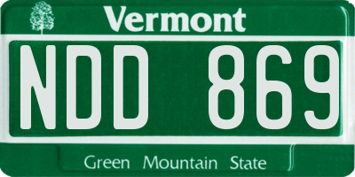 VT license plate NDD869