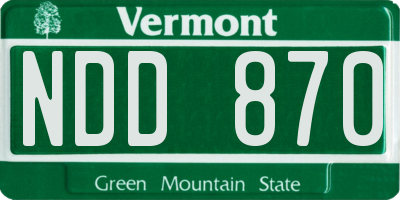 VT license plate NDD870