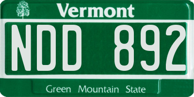 VT license plate NDD892