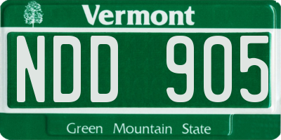 VT license plate NDD905