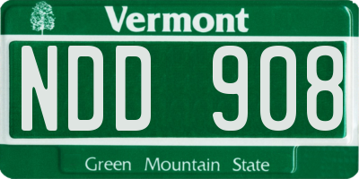 VT license plate NDD908