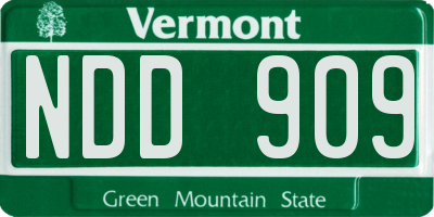 VT license plate NDD909