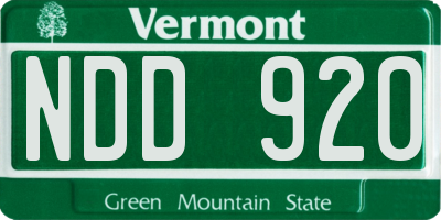 VT license plate NDD920