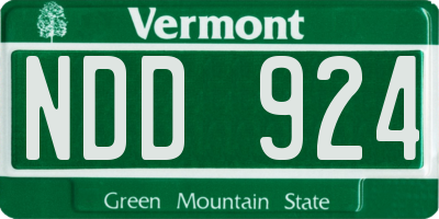 VT license plate NDD924