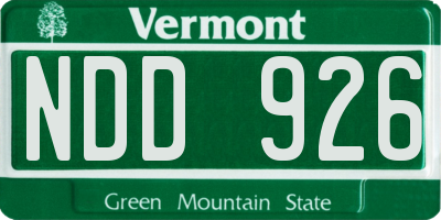 VT license plate NDD926