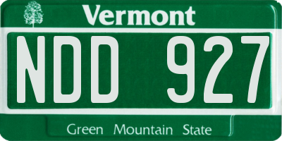 VT license plate NDD927