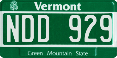 VT license plate NDD929