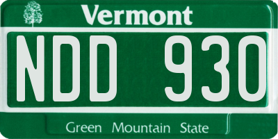 VT license plate NDD930