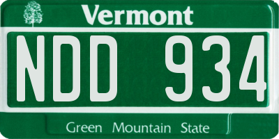 VT license plate NDD934