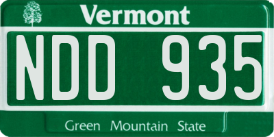 VT license plate NDD935