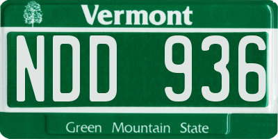 VT license plate NDD936
