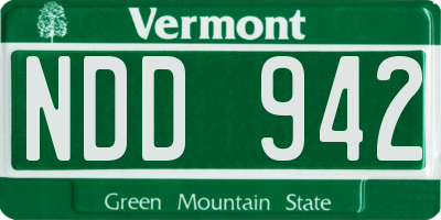 VT license plate NDD942
