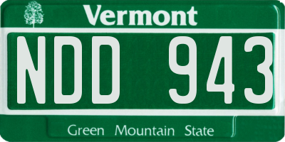 VT license plate NDD943