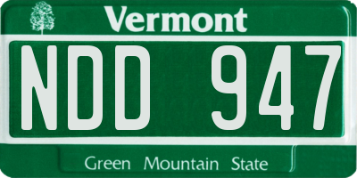 VT license plate NDD947