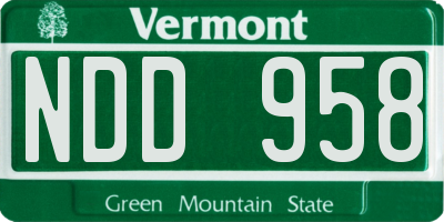 VT license plate NDD958