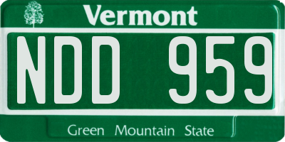 VT license plate NDD959