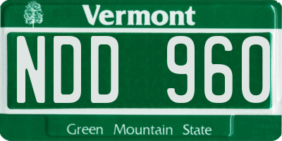 VT license plate NDD960