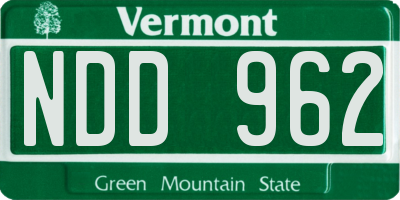 VT license plate NDD962