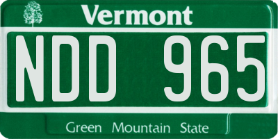 VT license plate NDD965