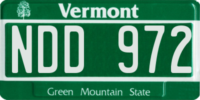 VT license plate NDD972