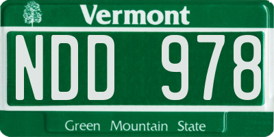 VT license plate NDD978