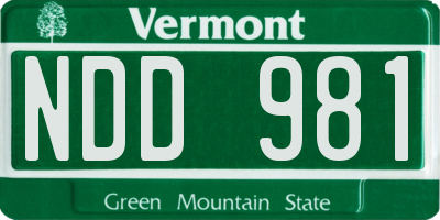 VT license plate NDD981