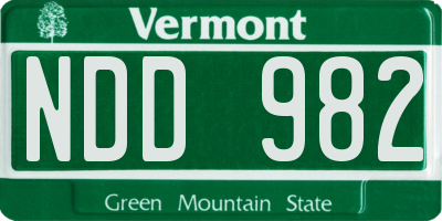 VT license plate NDD982