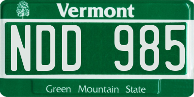 VT license plate NDD985