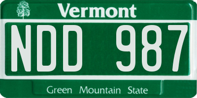 VT license plate NDD987