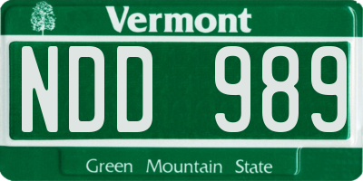 VT license plate NDD989