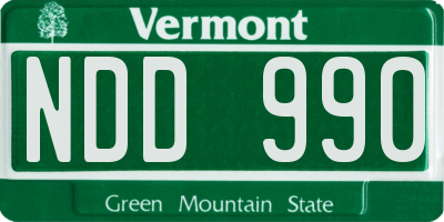 VT license plate NDD990