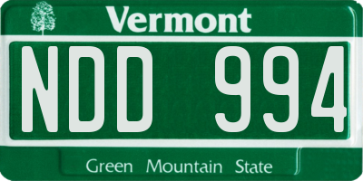 VT license plate NDD994