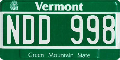 VT license plate NDD998