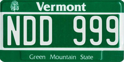 VT license plate NDD999
