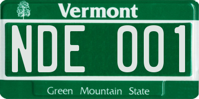 VT license plate NDE001