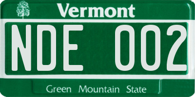 VT license plate NDE002