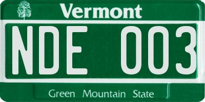 VT license plate NDE003