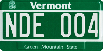 VT license plate NDE004