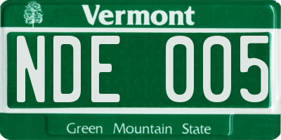 VT license plate NDE005