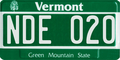 VT license plate NDE020