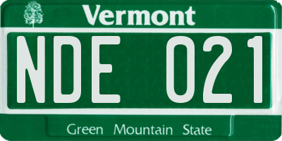 VT license plate NDE021