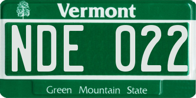 VT license plate NDE022