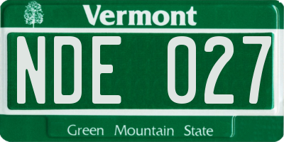 VT license plate NDE027